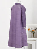 Pleated Mid Length Dress Lapel Single Breasted Loose Dresses Spring