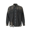Plaid shirt with a button-up front on a white background