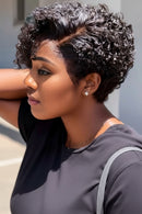 13*4 Lace Frontal Wigs Curly Pixie Cut Wigs 12A Human Hair Natural Short Hair Style 180% Density