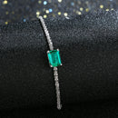 Sterling Silver Diamond Emerald Gemstone Bangle Charm Wedding Tennis Bracelet Fine Jewellery