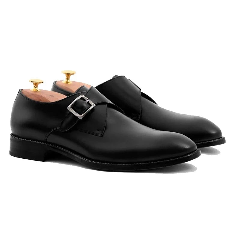 Black Monk Straps Men Shoes Designer Wedding Dress Genuine Leather Best Handmade Business Shoes for Man