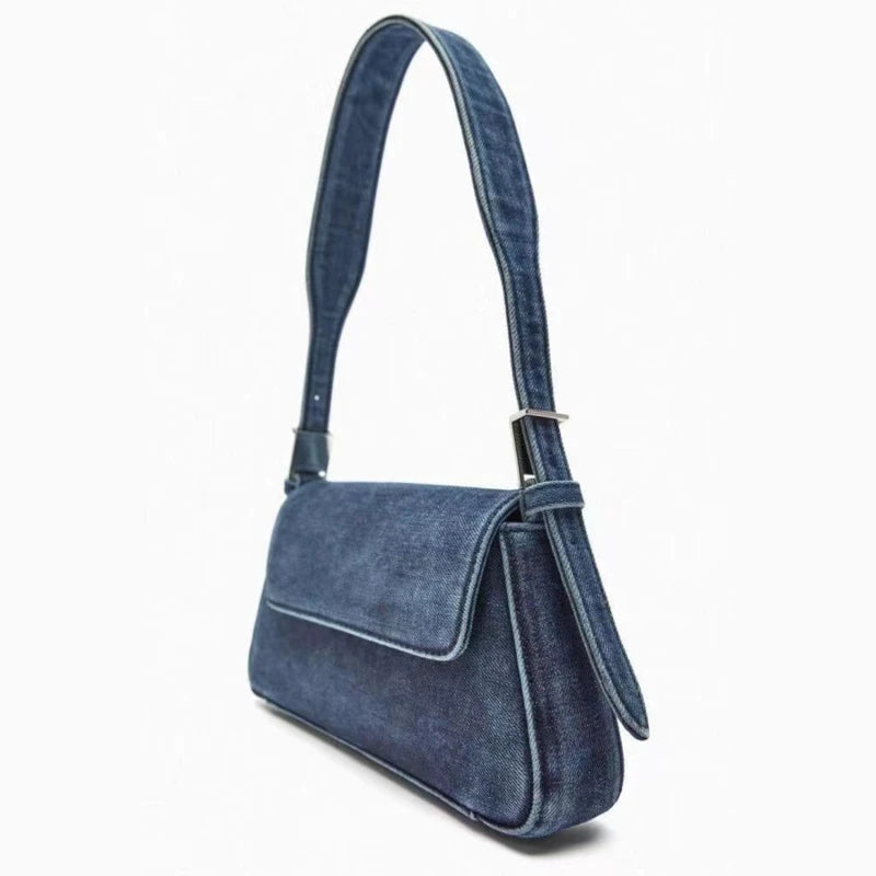 Women's Bag Summer Hundreds Flap Blue Denim Bag Commuter Single Shoulder Armpit Bag Female