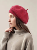 Beret Women Winter Retro Casual Octagonal Hat Versatile Warm Wool Knitted