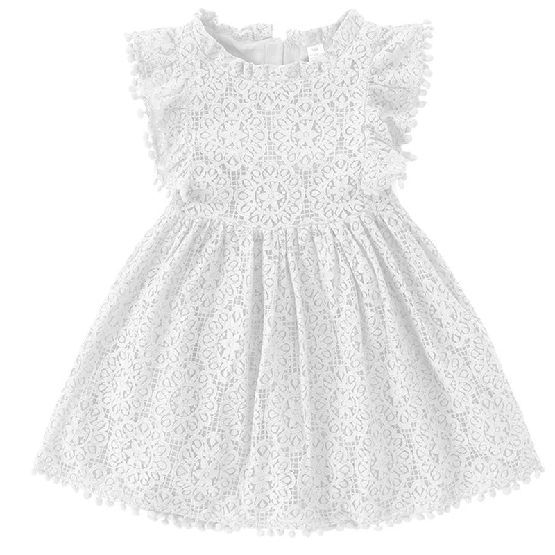 Girls Princess Summer Lace Flower Dress Baby Kids Causal Floral Cotton Lining Party Dresses Formal Dress Child Clothing