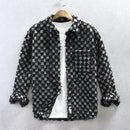 Autumn Winter Men Shirt High Street Casual Denim Shirts Loose Plaid Long Sleeve Shirt Men Streetwear