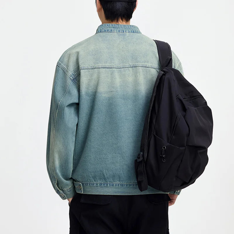 Men's Casual Denim Jacket Style Loose Workwear Jacket Top