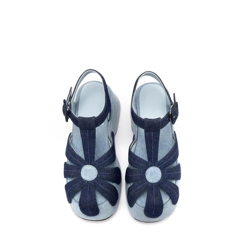 Summer Women Platform Denim Sandals Wedges Shoes Designer Woman Slingback Shoes