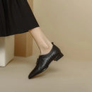 Genuine Leather Shoes Square Mid Heels Women Pumps Zipper Ladies Office Dress Shoes Footwear