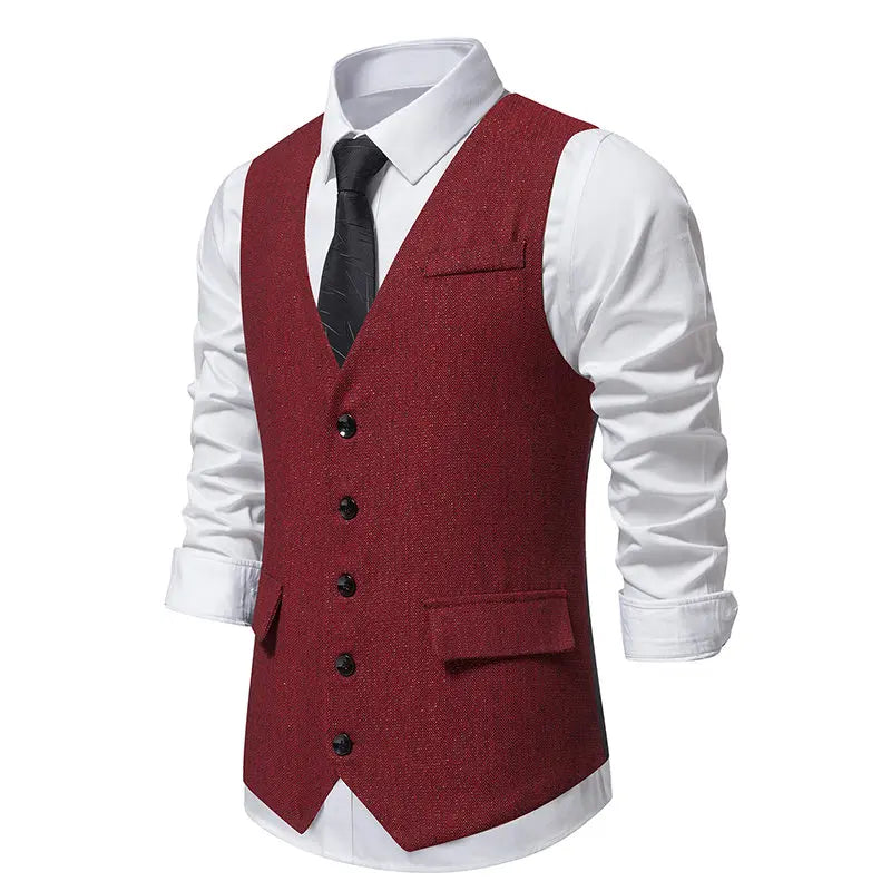 Vintage Vest for Men Tweed Elegant Business Dress Waistcoat Mens Wedding Suit Gilet