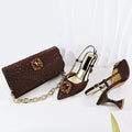 Shoes and Bag Set Shiny Diamond Bag and High Heel From the Workplace to Banquets or Wedding