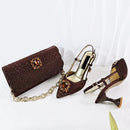 Shoes and Bag Set Shiny Diamond Bag and High Heel From the Workplace to Banquets or Wedding