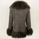 Autumn Winter Women Coat Real Natural Fur Turn-down Collar Jacket Thick Warm Casual Overwear