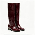 Autumn and Winter Round Toe Low Heeled Women's Knee Boots Flat Bottomed Boots for Women