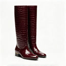 Autumn and Winter Round Toe Low Heeled Women's Knee Boots Flat Bottomed Boots for Women