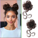 Bun Hair Piece Tousled with Tendrils Hair Bun Extensions Wavy Curly Hair for Women