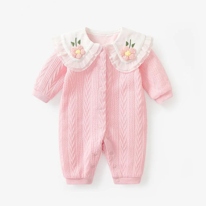 Infant Rompers Embroidery Girls Clothes Long Sleeve Newborn One-Piece Jumpsuit Baby Outerwear 0-2Y