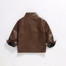 Spring Autumn Boys Jacket Waterproof Zipper Children's Leather Coat Birthday Kids Clothes