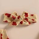 Summer Newborn Baby Girls Clothes Cotton Linen Floral Print Layered Sleeveless O-neck Rompers Jumpsuits Headband Outfits