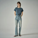 Jeans High Waisted Casual Floor Mopping Jeans Women Boyfriend Splicing Sky Blue Denim Pants