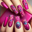 Press on Nails Coffin False Nails Leaf Butterfly Wearable Nail Feathers Acrylic Full Cover Nail Tips