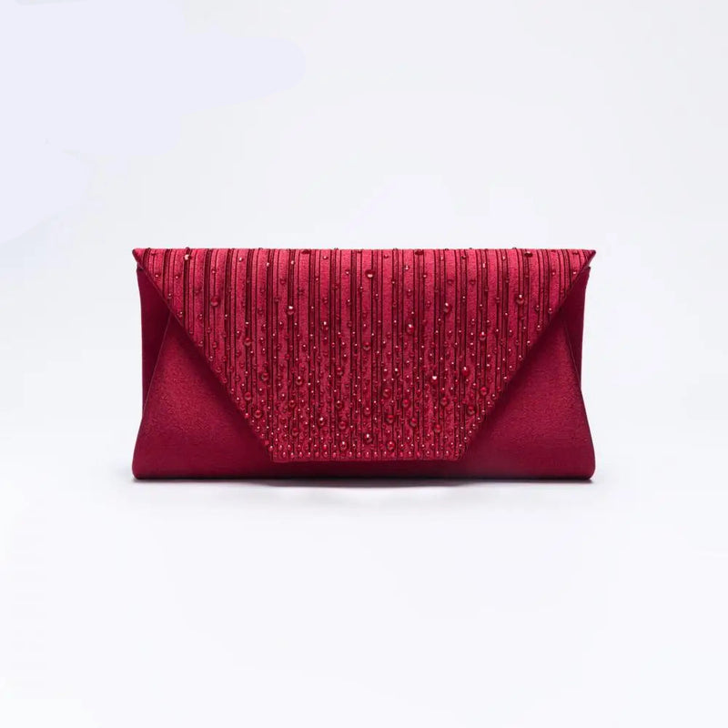 Clutch Handbag Rhinestone Bag Women Evening Wedding Banquet Shoulder Purse Pleated Satin Bag