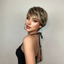 Wigs for women synthetic fiber short straight hair band bangs hair set high silk for daily use