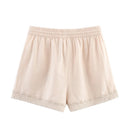 Women Suit Summer Suspenders Cropped Top Shorts Set Embroidered Flower Decoration Casual