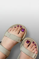 24pcs Red Foot Press on Nails Set Short Square Nails with Glue Solid Press on Nails Shiny Cat Eye Foot Toenail