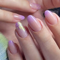 Close-up of hands with pink and purple gradient nails, Obroi