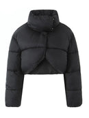 Women Winter Sweet Turtleneck Short Thick Coats Street Style Long Sleeve Loose Jackets Warm Parkas