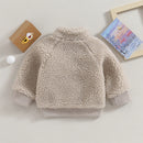 Baby Winter Coats Fleece Pullover Long Sleeve Stand Collar Sweatshirt Solid Color Jacket Toddler Girls Boys Outerwear