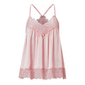 A light pink lace and mesh camisole nightgown with thin adjustable straps, a scalloped lace neckline, and a matching lace hem, shown against a plain white background, Obroi