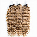 Honey Blonde Deep Wave Crochet Human Hair Extensions Knots Invisible Knotless Feather Crochet Braids Human Hair Bulk Hair For Braiding