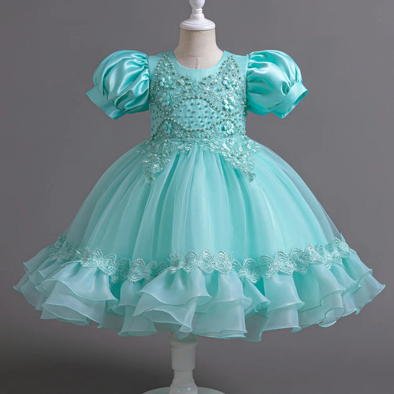 Pearl Mesh Fluffy Dress Christmas Halloween School Party Performance Dress for 3-10 Years