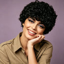 Black Short Curly Pixie Cut Wig  Short Human Hair Wig