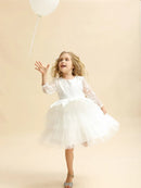 Red Baby Christmas Dress for Girls Flower Elegant Princess Birthday Baptism Costume Toddler Kids V-Back Lace Wedding Party Gown