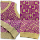 Flower Patchwork V-neck Vest Plaid Jacquard Knitted Sweater Sleeveless Oversized Spring and Autumn Casual