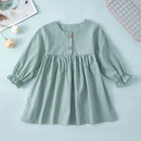 Toddler Baby Girls Autumn Dresses Cotton Kids Long Sleeve Dresses for Girl Solid Party Dress Children Costumes