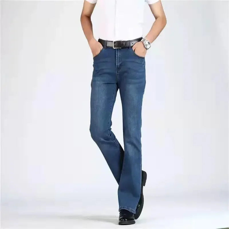 Denim Bell Bottom Pants For Men Casual Wide Leg Jeans Ideal For Spring Autumn