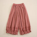 Girl Plaid Wide Leg Pants Women Spring Summer Casual Loose Cropped Pants
