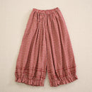 Girl Plaid Wide Leg Pants Women Spring Summer Casual Loose Cropped Pants