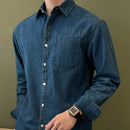Denim Shirt Long Sleeve Shirt Retro Shirt British Versatile Casual Shirt