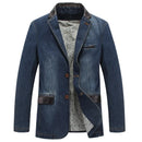 Men's Denim Blazer Outerwear Spring Autumn Casual Denim Suit Jacket Men Clothing Coat