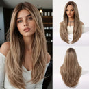Natural Long Straight layering Wigs For Women Party Halloween Cosplay Daily Wear