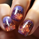 Nails Press on Short Square Head False Nail Starlit Sky Design Artifical Full Cover Nail Tips Gradient