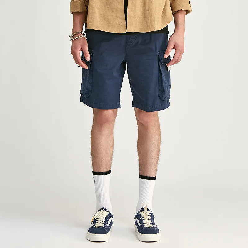 Men Cropped Casual Pants Cargo Elastic Waist Tie Shorts Outdoor Clothing