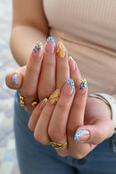 10pcs Acrylic Press On Nails Handmade Summer Flower Kawaii Polka Dot Short Almond Nail