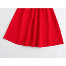 Summer Women Cross V Neck Flying Sleeve Red Party Dress Vintage Elastic Waist Mini Ladies Elegant Dresses