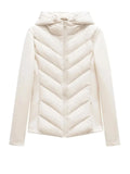 Autumn Winter Women's Elegant Patchwork Hooded Air Cotton Jackets Lady Slim Fit Parkas Coats