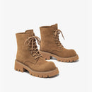 Ankle Boots Women Suede Lace up Platform Outdoor Short Booties Female